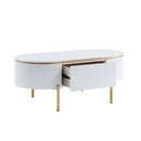 Daveigh - Coffee Table - White High Gloss & Gold