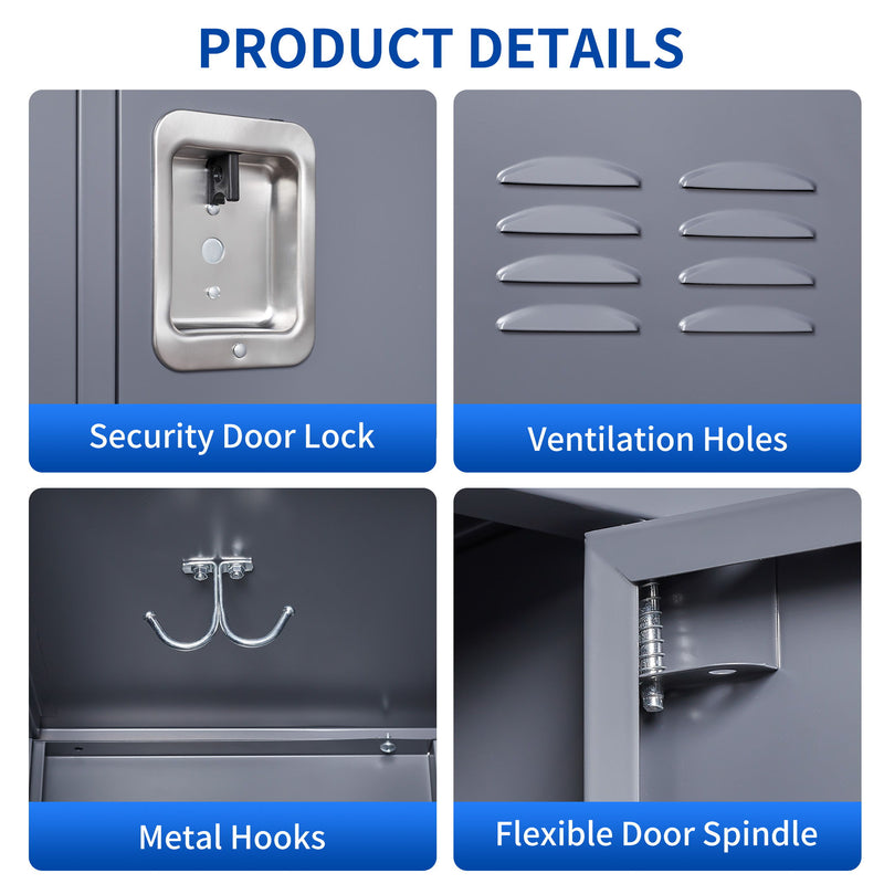 12 Door Lockers With Lock For Secure Storage Construction - Gray