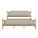 Traditional Style Solid Bed Frame With Upholstered Tufted Headboard, No Box Spring Needed