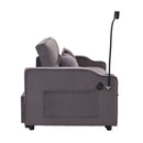 Modern Velvet Loveseat With Pullout Bed, Adjustable Reclining Backrest