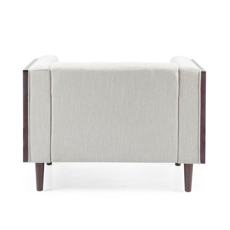 Contemporary Club Chair With Button Tufted Waffle Stitch