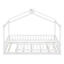 Twin Size Wood Bed House Bed Frame with Fence, for Kids, Teens, Girls, Boys,White
