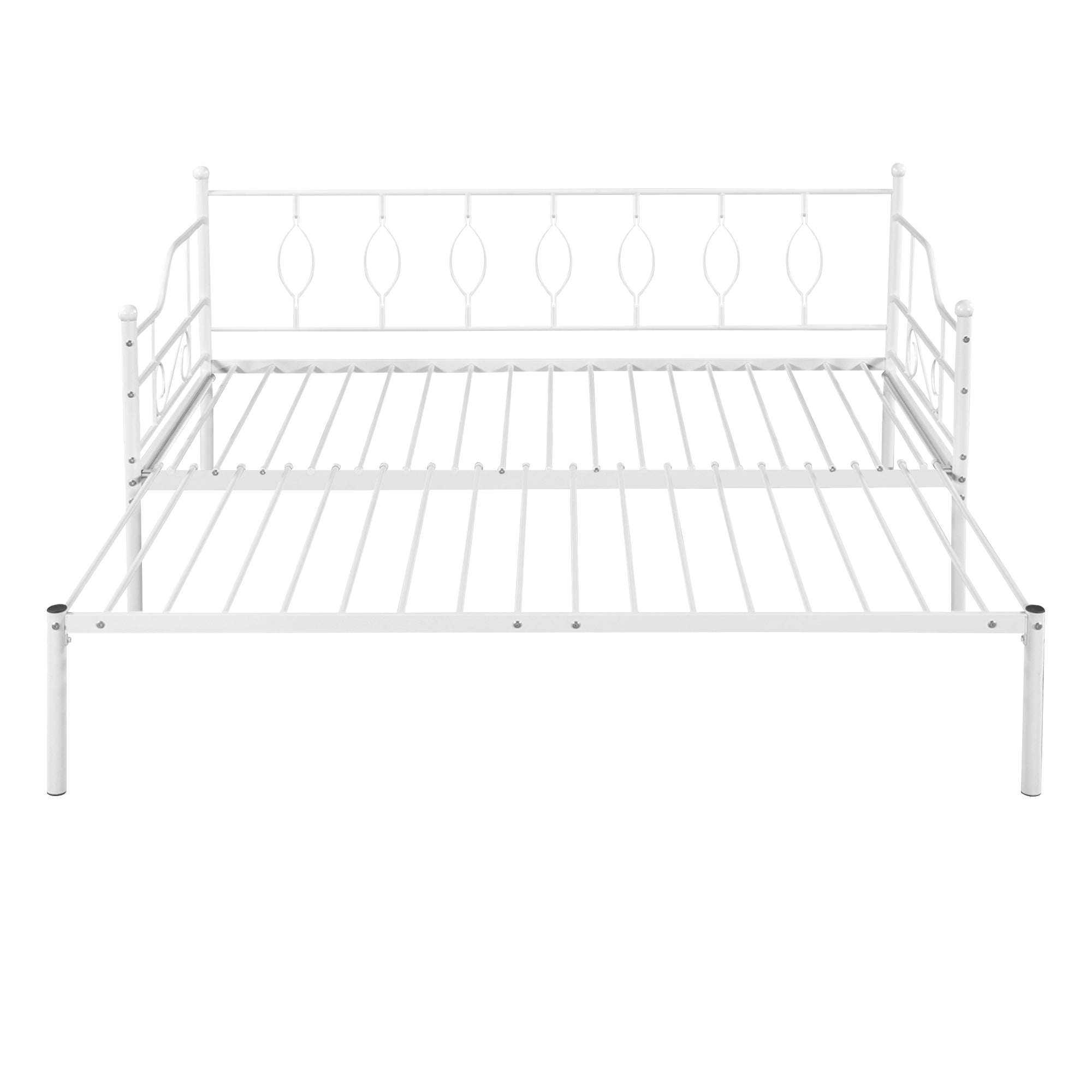 Twin Size Metal Daybed with Trundle, Daybed with Slat No Box required White - Atlantic Fine Furniture Melbourne FL