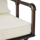 Industrial Outdoor Patio Plumber's Iron Frame Swivel Barstool With Cushions, Height Adjustable