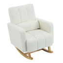 Accent Rocking Chair With Pillow, Spacious & Comfortable Seating For Living Room Or Bedroom - Cream White