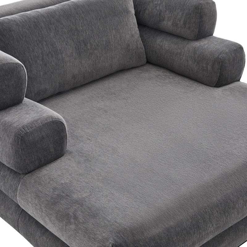 Oversized Chaise Lounge Sofa Bed With Deep Seat And Layered Armrests