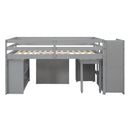 Loft Bed With Retractable Writing Desk And 3 Drawers With Storage Stairs And Shelves