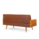 Adelaide - Mid Century Modern Tufted Sofa With Rolled Accent Pillows - Light Brown