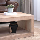 Rustic Solid Wood Coffee Table With Open Shelf, Modern Farmhouse Design - Light Natural / Natural