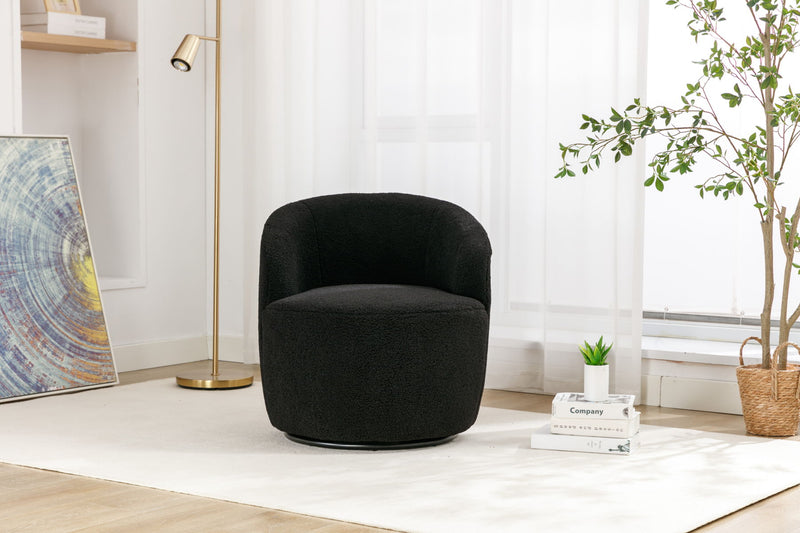 Teddy Fabric Swivel Accent Armchair Barrel Chair With Powder Coating Metal Ring