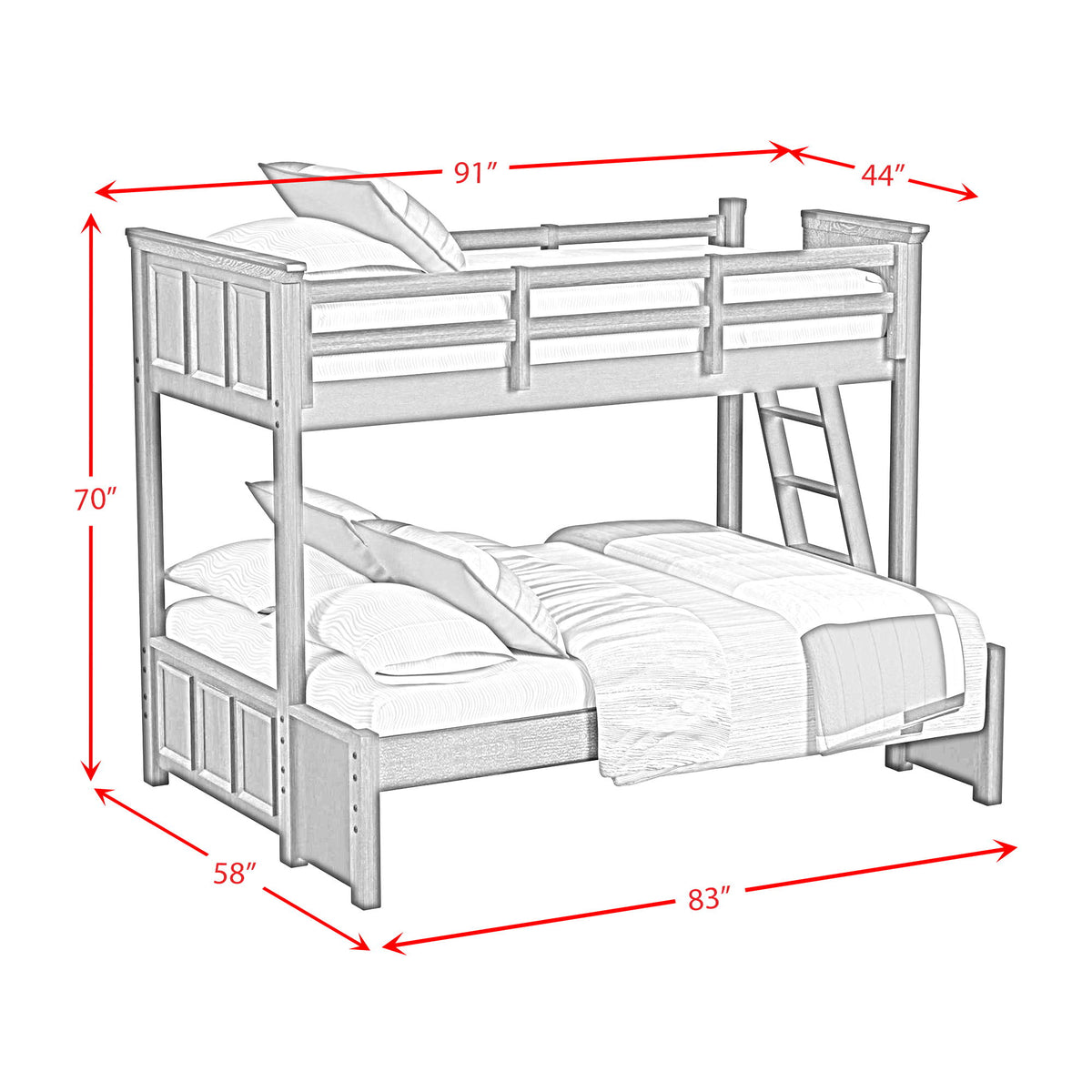 Hampton Kids Bunk With Ladder Bedroom Set in Black by Elements International, view 36