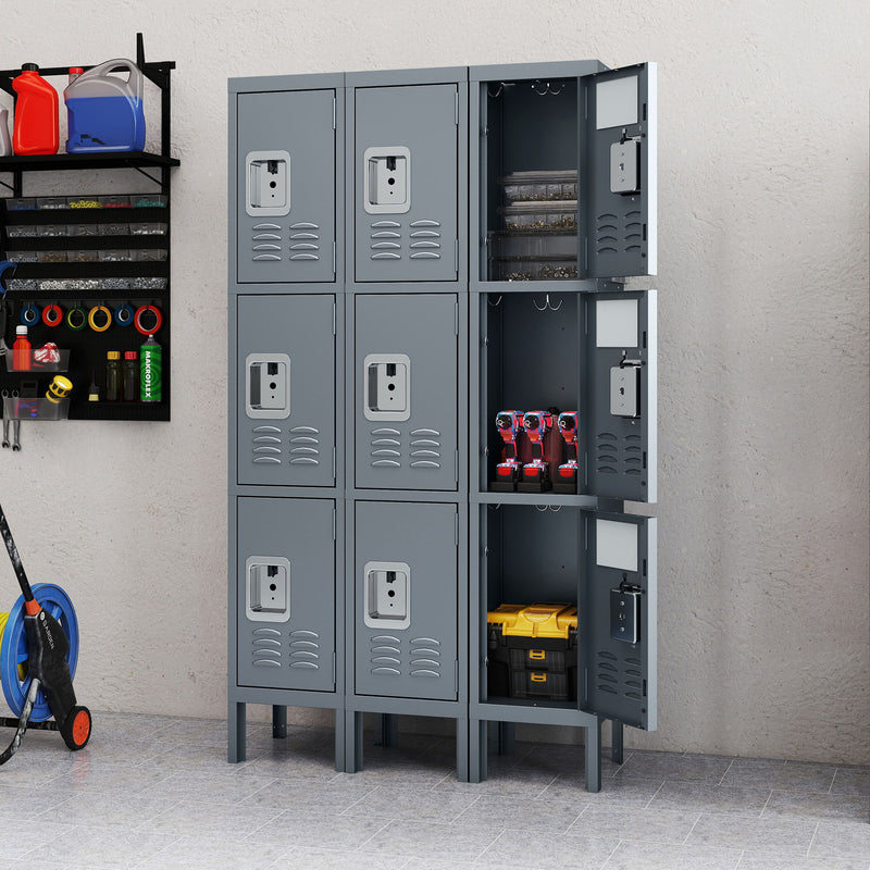 Lockers For Employees With 3 Door Storage Locker Durable For Gym, School, Office - Gray