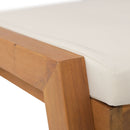 Acacia Wood Outdoor Ottomans With Cushion, (Set of 2)