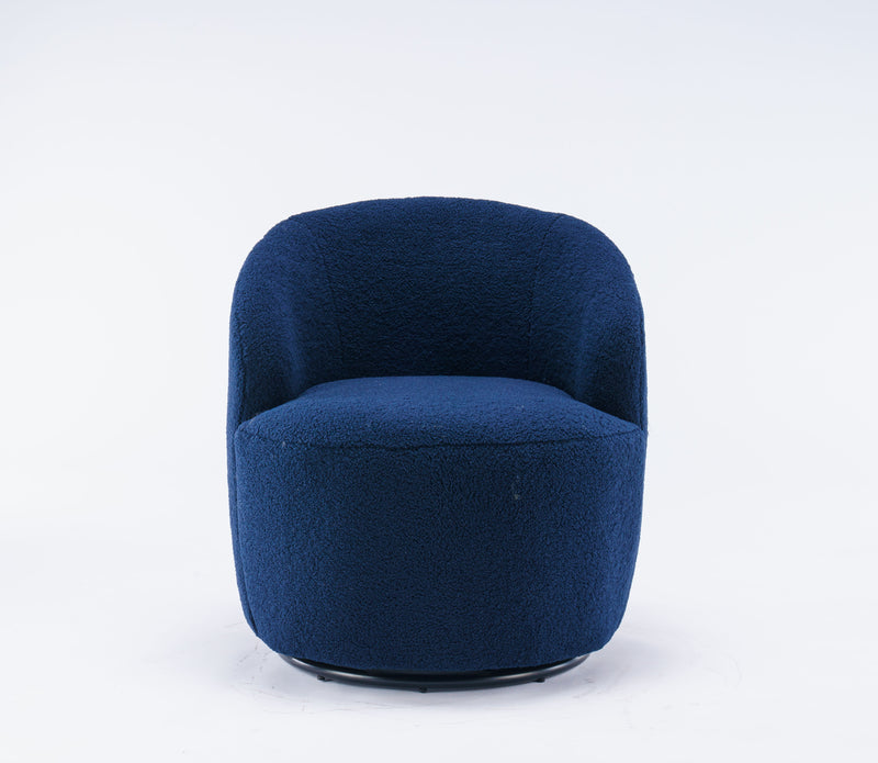 Teddy Fabric Swivel Accent Armchair Barrel Chair With Powder Coating Metal Ring