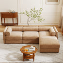 Contemporary Elegant White Chenille Sofa With Storage And Ottoman