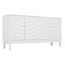 Elegant Sideboard With Sophisticated Wavy Pattern Doors And Arched Groove Design, Adjustable 4 Door Layout