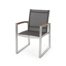 Poetic - Outdoor Dining Chair With Faux Wood Arms And Aluminum Frame (Set of 2) - Gray