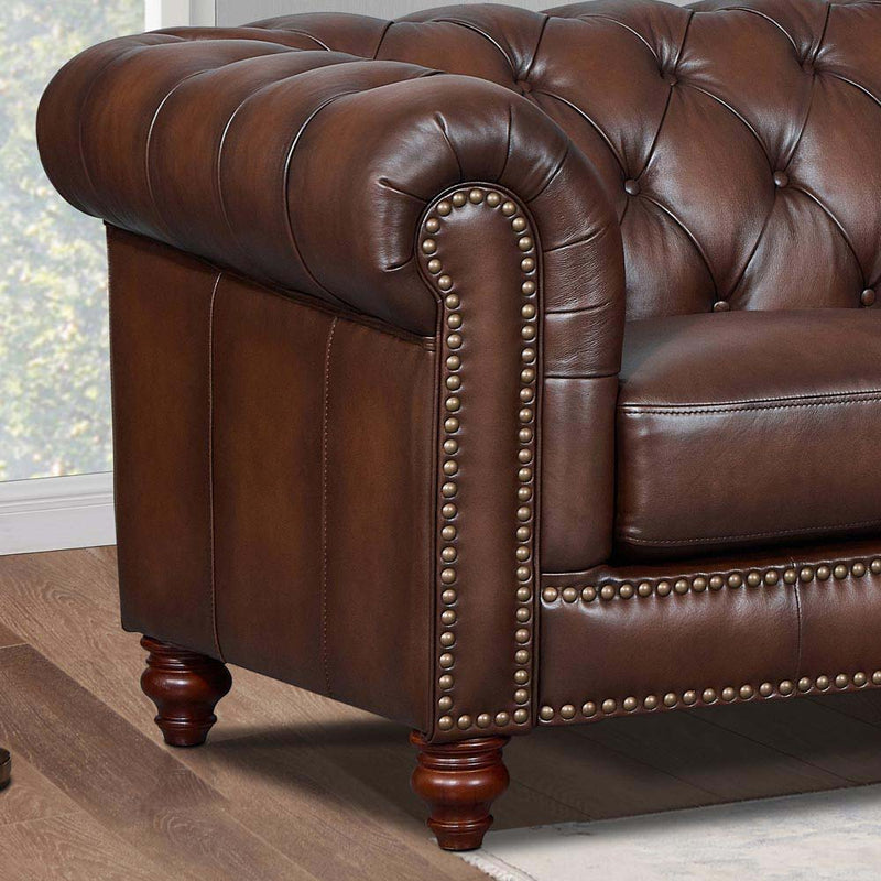 Alton Bay - Leather Symmetrical Sectional - Brown