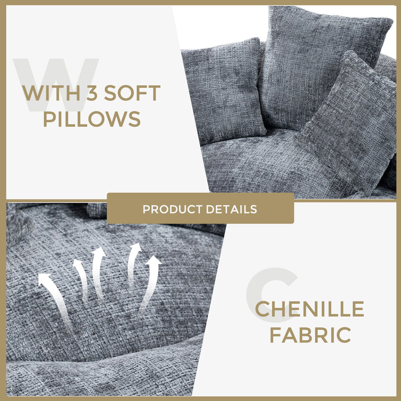 Lazy Sofa High Back Bean Bag Chair Couch With 3 Pillows