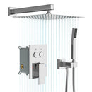 Dual Shower Head System With Square Rain Shower And Rough In Valve