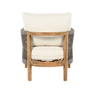 Patio Acacia Wood Club Chair, Woven Rope Outdoor Patio Arm Chair, Deep Seating For Porch - Teak / Beige