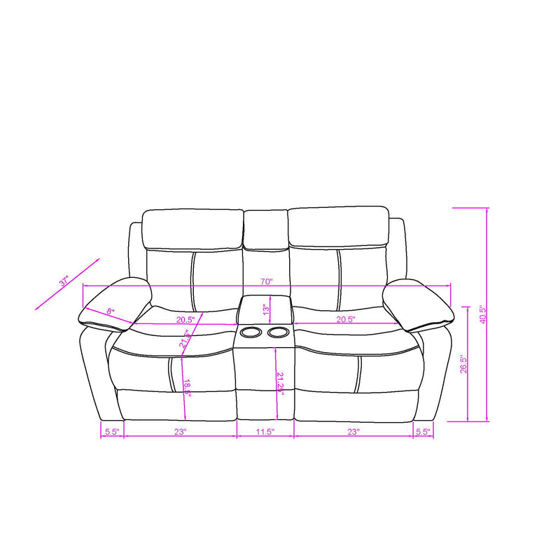 Blanche - Reclining Loveseat With LED Lights And Built In Speakers - White