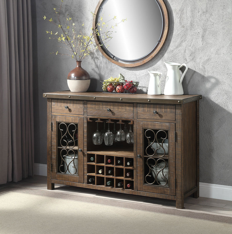 Raphaela - Server With Cup Holder & Wine Rack - Cherry