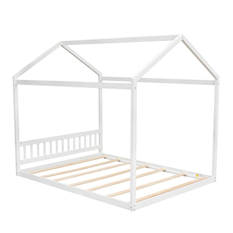 Wooden House Bed With Headboard