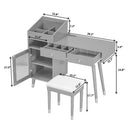 Modern Makeup Vanity Desk With Drawers Cabinet & Charging Port Engineered Wood Space Saving Design For Small Places - Black