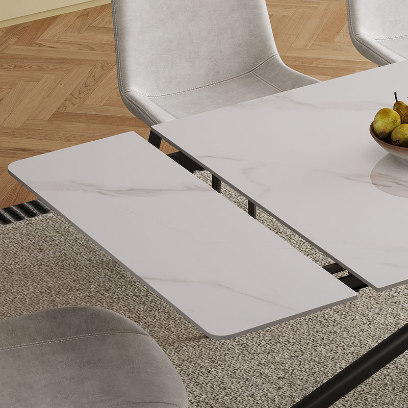 Retractable Sintered Stone Dining Table Set With Chairs