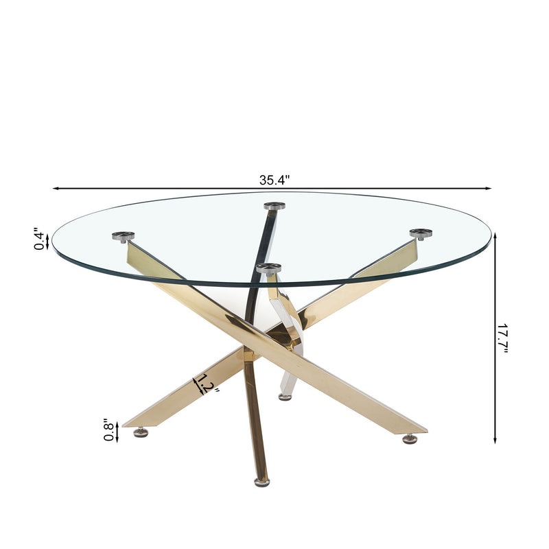 Modern Round Tempered Glass Coffee Table With Chrome Legs