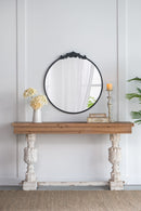 Classic Design Mirror With Baroque Inspired Frame For Bathroom, Entryway Console Lean Against Wall