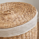 Round Tall Water Hyacinth Woven Wicker Laundry Hamper With Lid - For Clothes, Canvas, Toys And Book Storage With Removable Liner - 15" X 15" X 20" - Natural Brown
