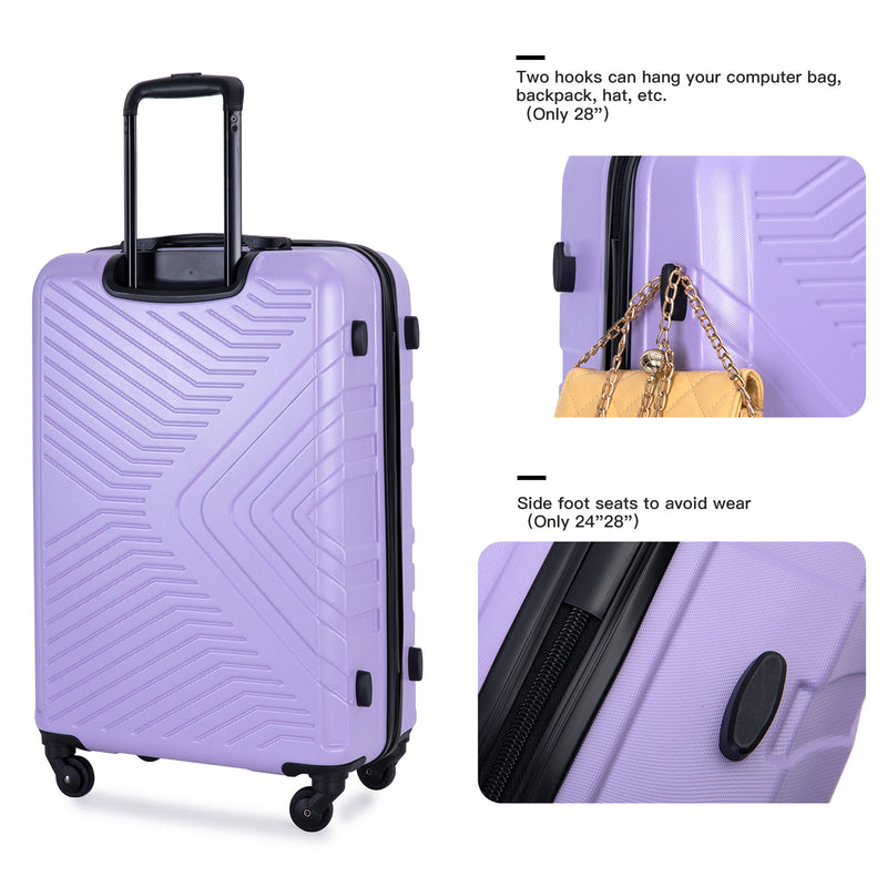 3 Piece Luggage Sets Lightweight Suitcase With Two Hooks, Spinner Wheels, Tsa Lock, Durable Hard Shell
