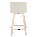 Toriano - Contemporary Fixed Height Counter Stool Swivel With Round Footrest (Set of 2)