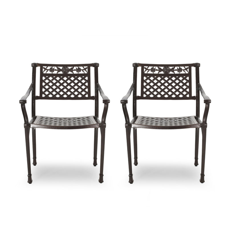 Cast Aluminum Dining Chair With Hand Crafted Details - Bronze
