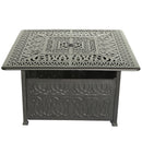 Elegant Cast Aluminum Square Fire Table With Fire Glass And Cover - Antique Bronze