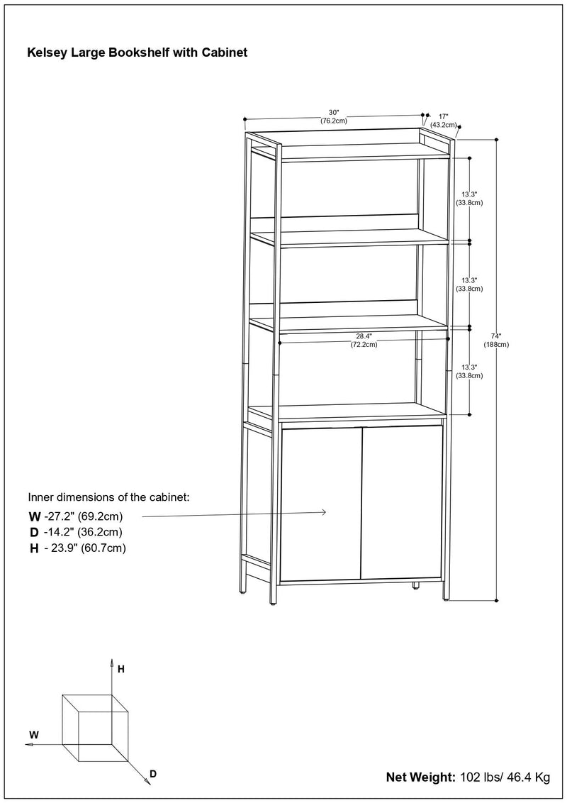 Kelsey - Large Bookshelf With Cabinet