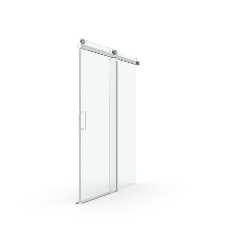 Frameless Soft-Closing Shower Door, 1/4" (6 Mm) Tempered Glass Single Sliding With Explosion Proof Coating