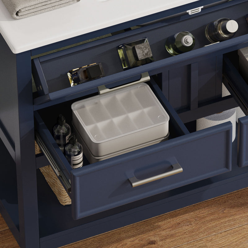 Bathroom Vanity With Ceramic Sink, Tip Out Tray & 2 Full Extension Drawers