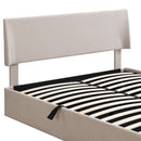 Queen Size Sleigh Bed with Side-Tilt Hydraulic Storage System, Linen Upholstery, Beige