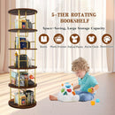 5 Tier 360 Rotating Bookshelf, Display Round Floor Standing Swivel Bookcase For Bedroom - Golden