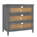 3 Drawer Cabinet, Natural Rattan, American Furniture