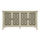 Hollowed Out Cabinet With 4 Doors, American Furniture, Suitable For Bedroom, Living Room, Study - Natural