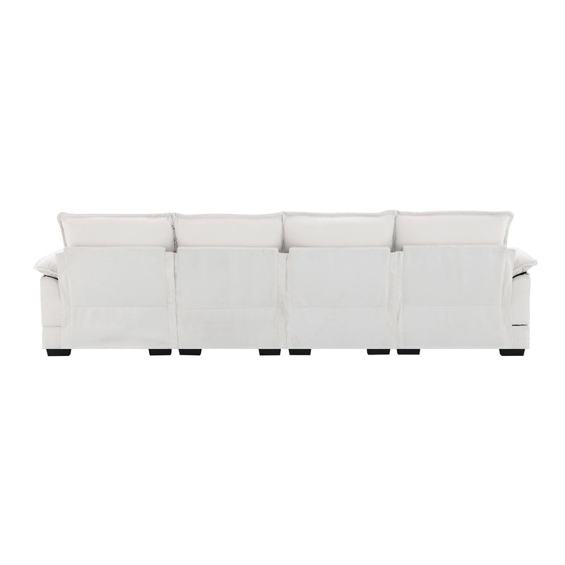 Modern U-Shaped Sectional Sofa With Waist Pillows, 6 Seat Upholstered Symmetrical Sofa Furniture, Sleeper Sofa Couch With Chaise Lounge For Living Room