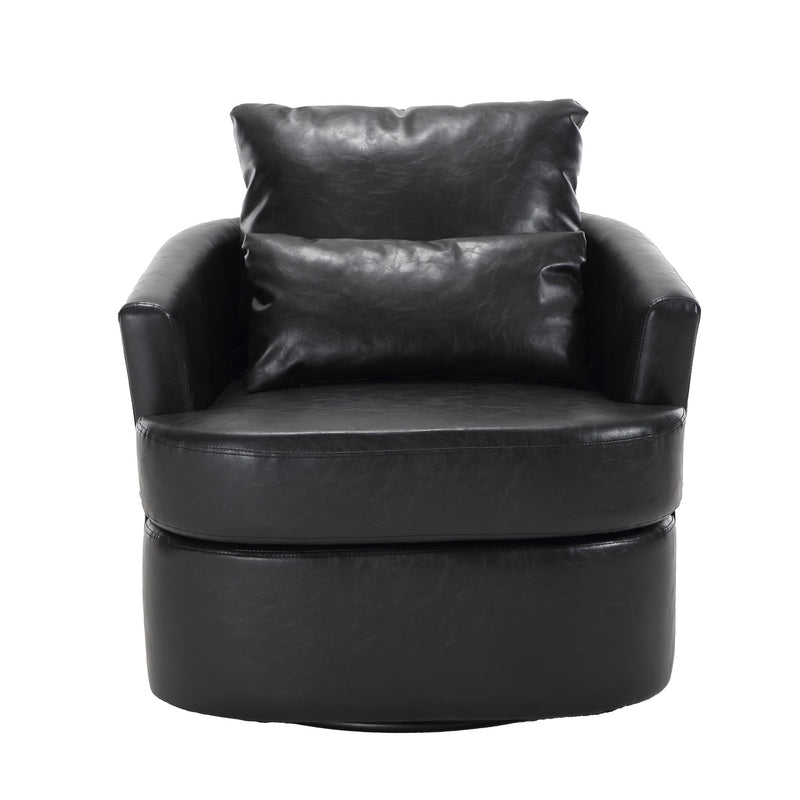 Modern Barrel Comfy Round Accent Sofa Chair, 360 Degree Swivel