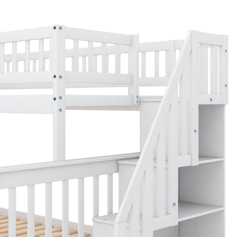 Twin Over Full Bunk Bed With Trundle And Staircase