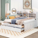 Captain Bed With Built In Bookshelves, 3 Storage Drawers, And Trundle