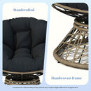 Ergonomic Wicker Chair With Cloud Thick Density Cushion, 3 Proof Cover High Capacity Iron Frame Fluid 360° Swivel