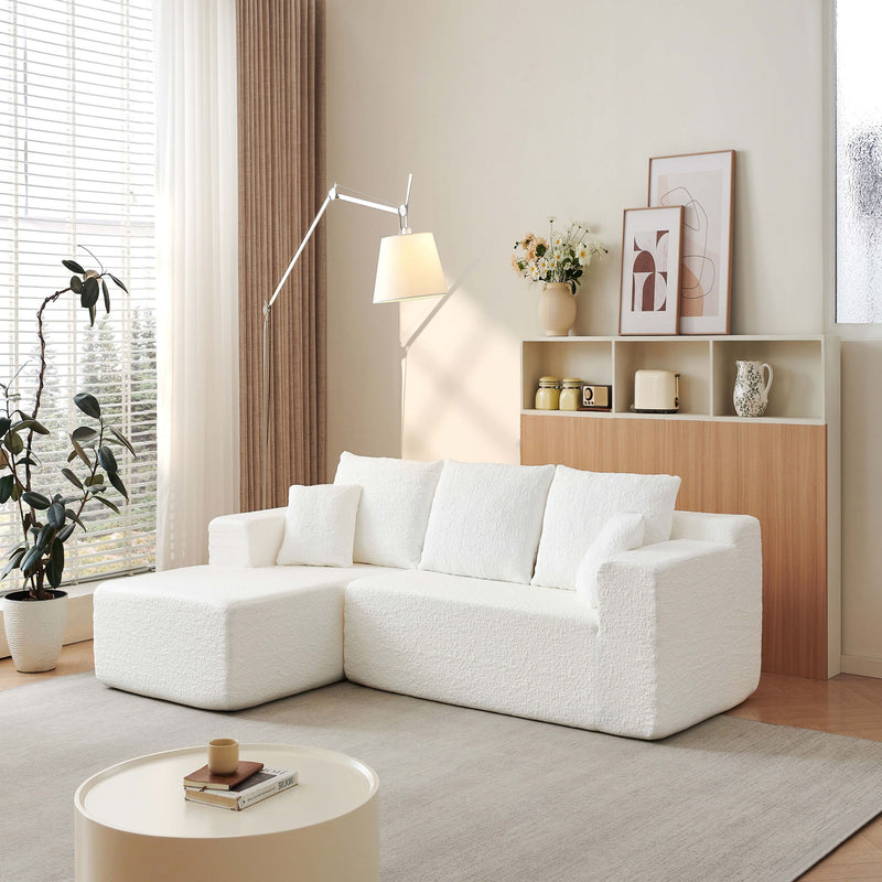 Modular Cloud Sectional Couch With L Shape Chaise - White
